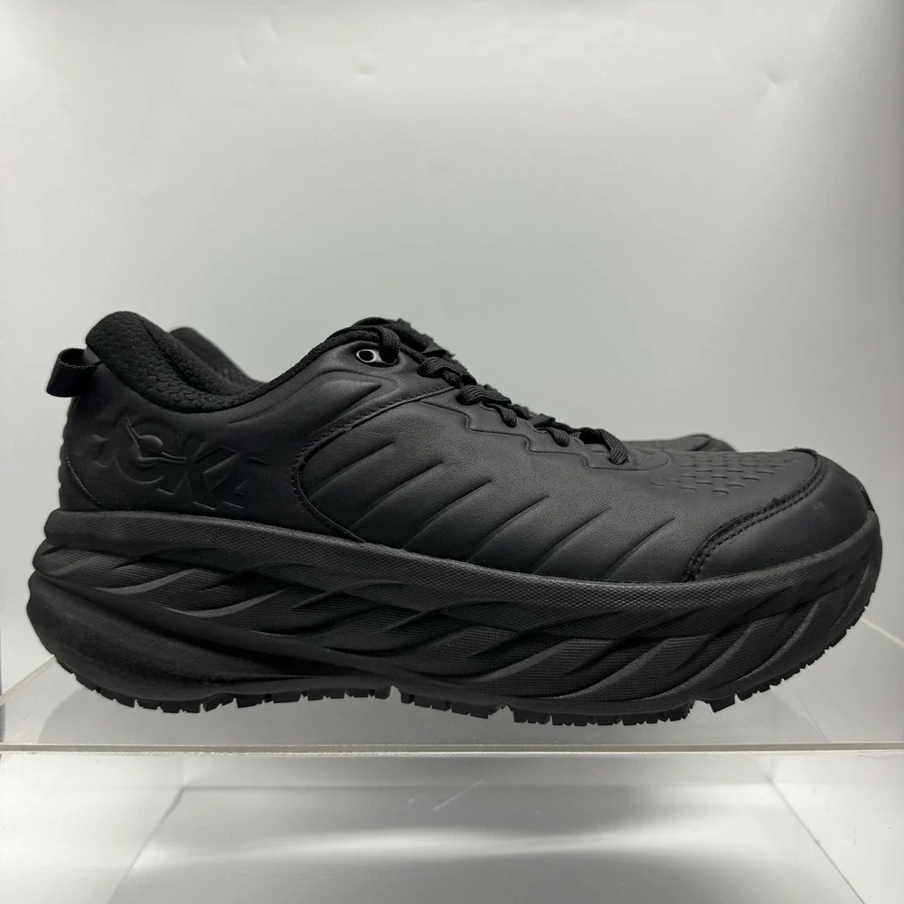 Hoka One One Bondi SR Black 1110520 BBLC Slip Resistant Leather Men's Size 11.5